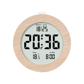 Nordic Solid Wood Alarm Clock — Multi-Function LCD Clock