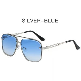 Fashion New European And American Style Double-Bridge Cut-Edge Metal Square Sunglasses For Men And Women Trendy Street Style Sunglasses