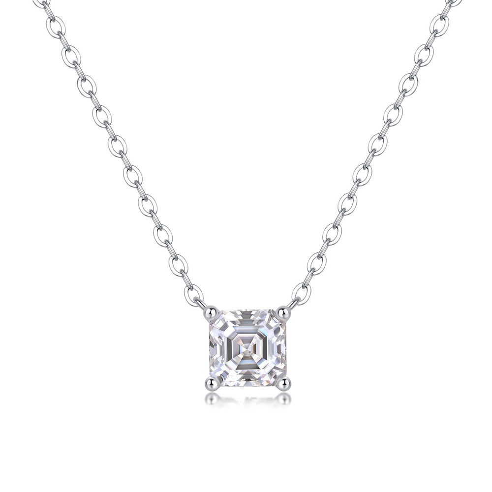 Square Moissanite Necklace — S925 Silver Collarbone Chain