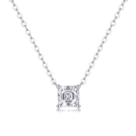 Cross-Border Foreign Trade Trendy Square Moissanite Necklace, Non-Fading, Women's S925 Silver Versatile Collarbone Chain For Daily Wear