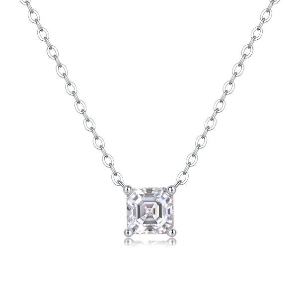 Square Moissanite Necklace — S925 Silver Collarbone Chain