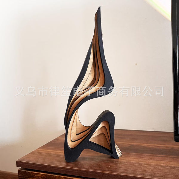 Wooden Curved Art Sculpture — Decorative Home Ornament