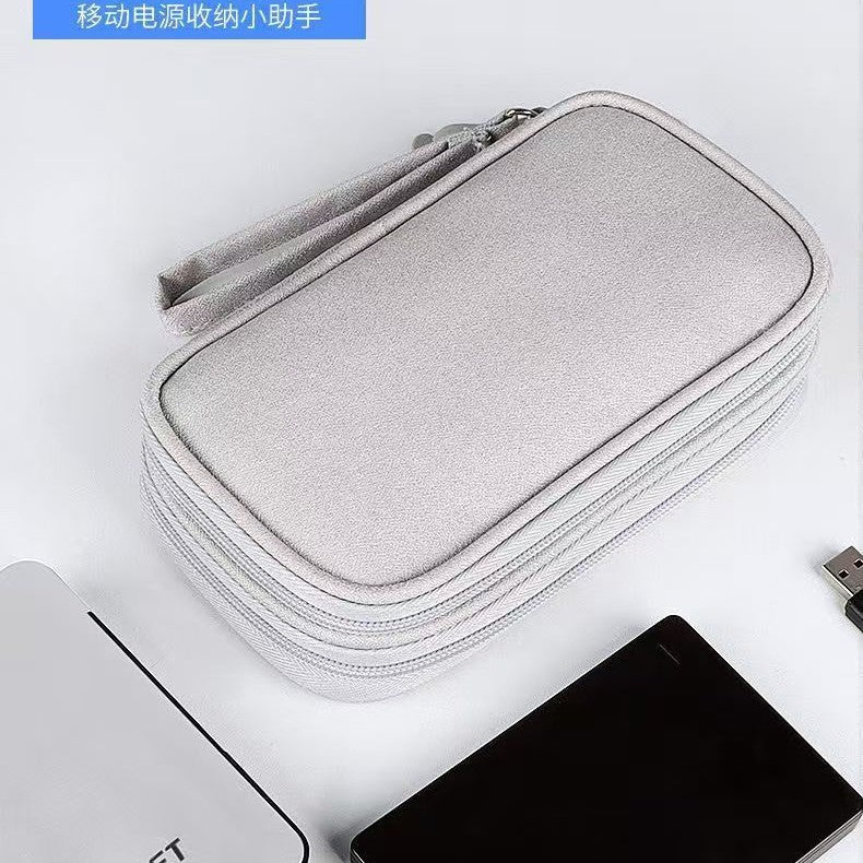 Double-Layer Portable Waterproof Electronic Storage Bag Travel Cable Organizer Box