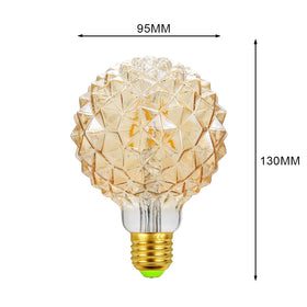 Special-shaped Lamp Retro G95 Outside Pineapple Golden Transparent LED Hard Filament Home Bar Restaurant Interior Decoration Light Bulb